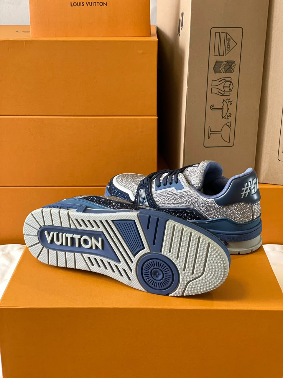 Trainer Monogram Louis Vuitton Trainer 'Grey Blue Crystals'