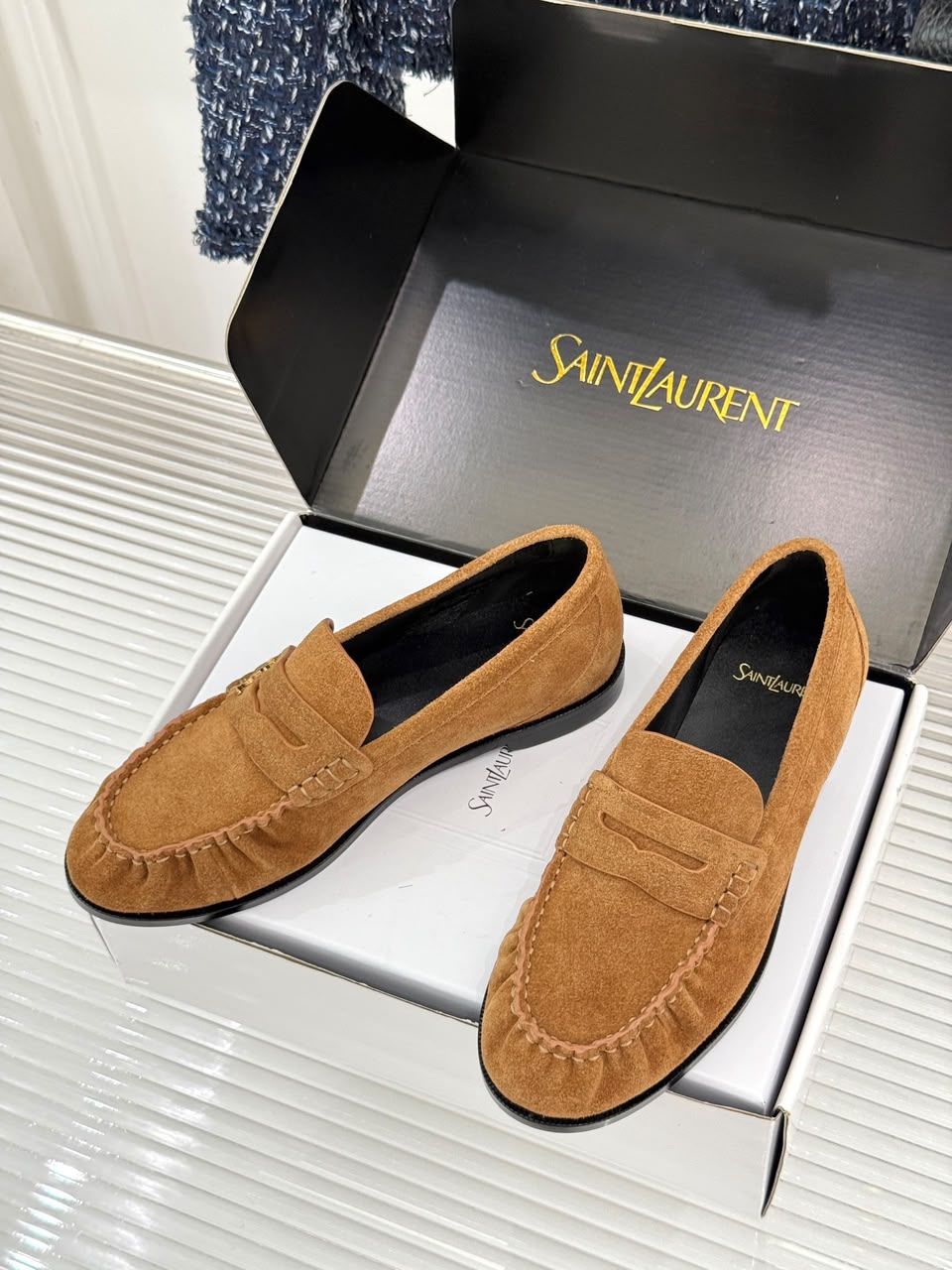 Mocassim YSL camurça brown