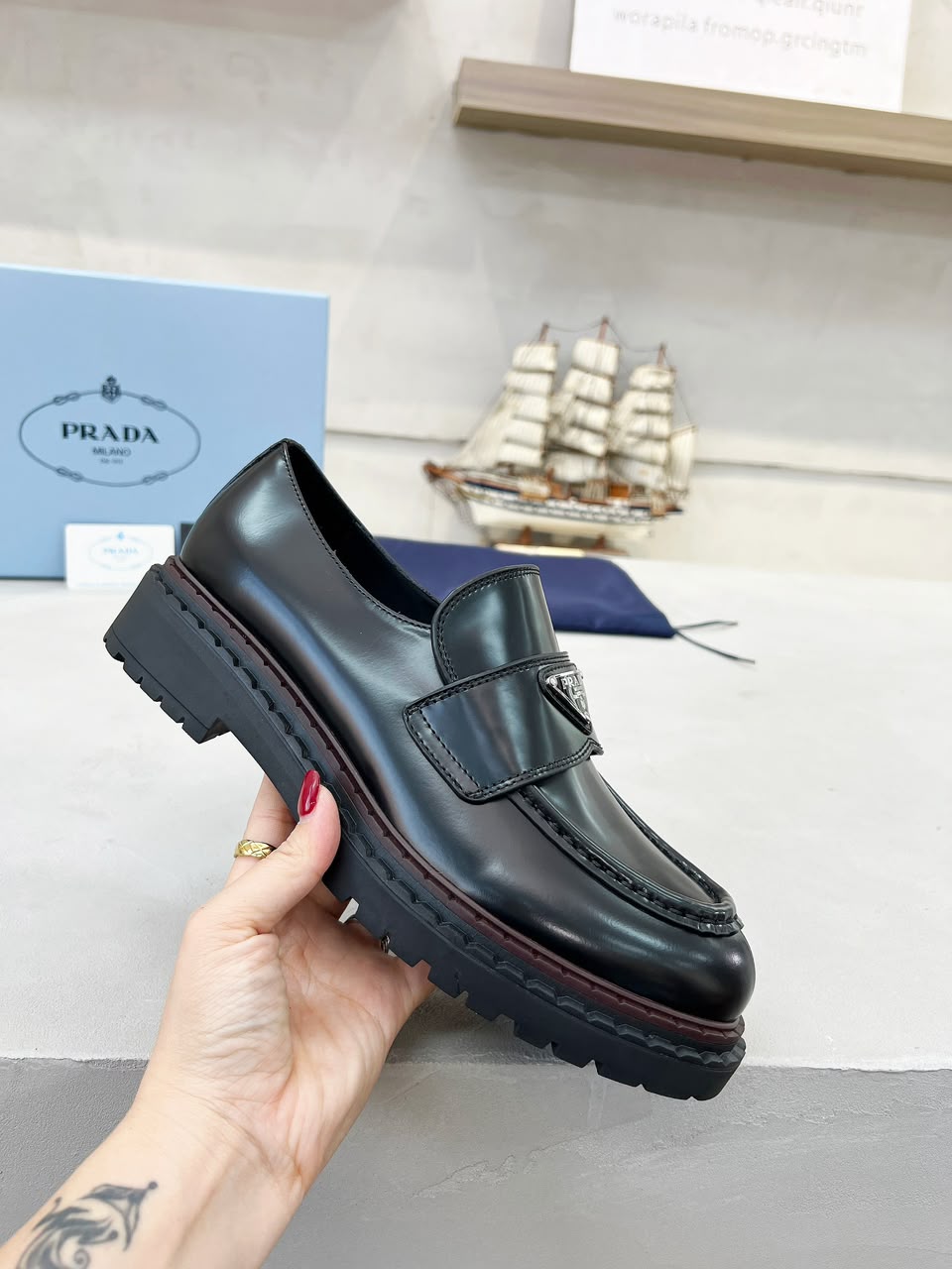 Mocassim Prada Black and brown