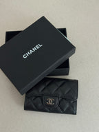 Chanel Classic Flap Card Holder BLACK Gold hardware .