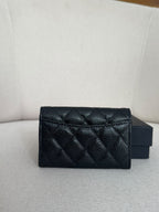 Chanel Classic Flap Card Holder BLACK Gold hardware .