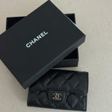 Chanel Classic Flap Card Holder BLACK Gold hardware .