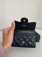 Chanel Classic Flap Card Holder BLACK Gold hardware .