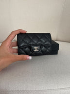 Chanel Classic Flap Card Holder BLACK Gold hardware .