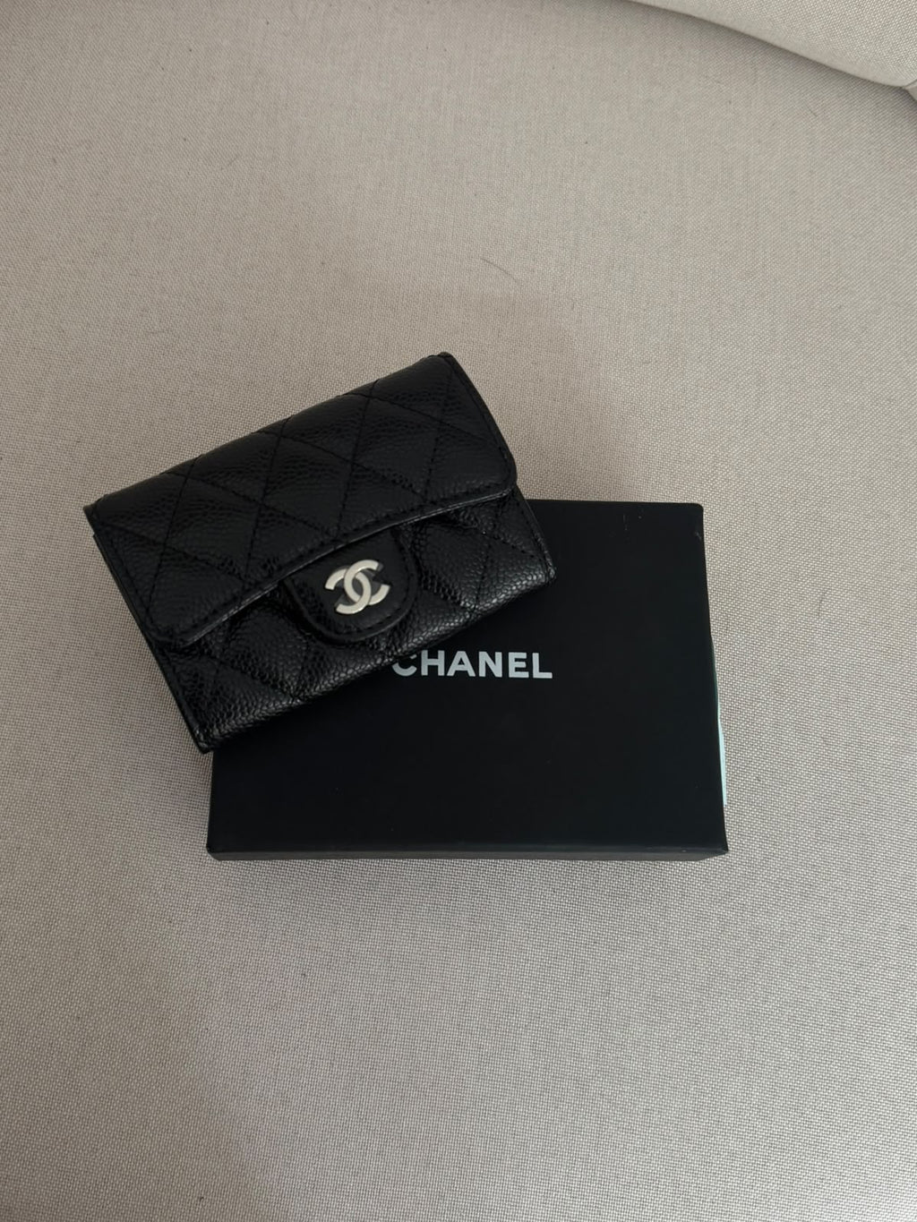 Chanel Classic Flap Card Holder BLACK Gold hardware .