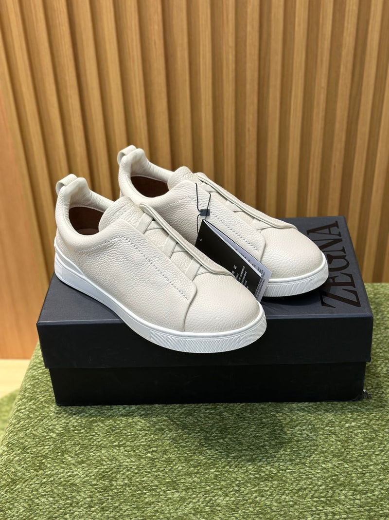 ZEGNA White Deerskin Triple Stitch™ Sneakers