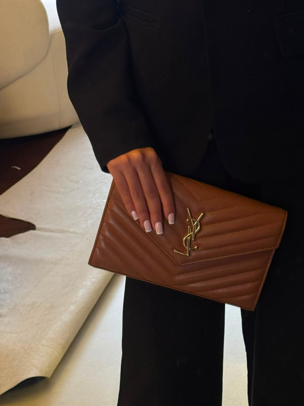 Saint Laurent Shoulder Bag Brown Ferragens Douradas( Pronta entrega )