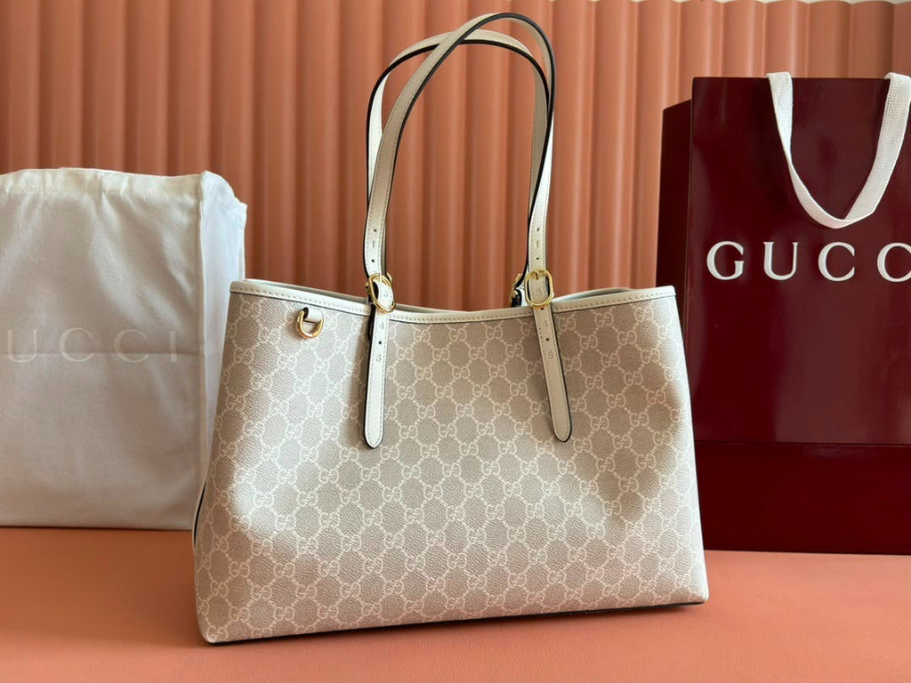 Gucci GG Emblem Tote Bag Off-White