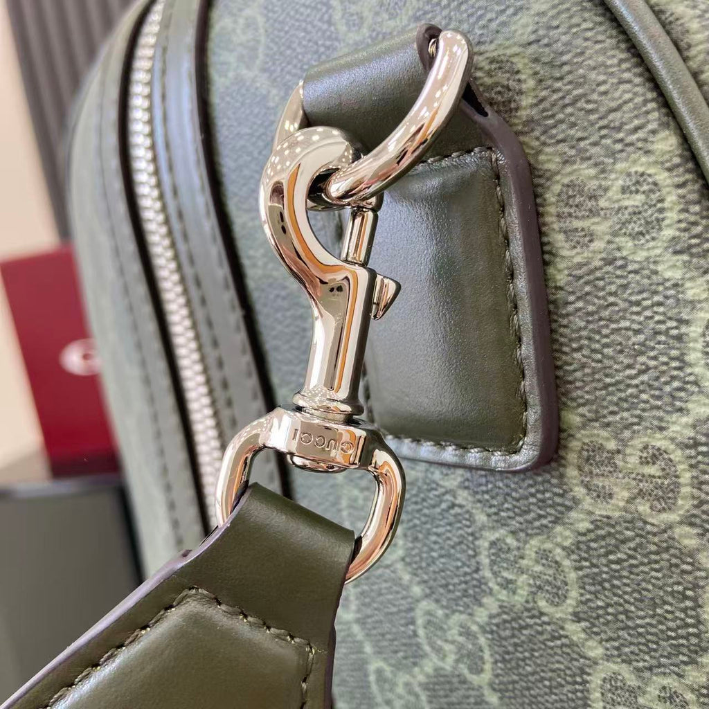 Gucci GG Monogram Medium Duffle Bag Dark Green