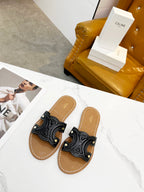CELINE TRIOMPHE MULE in CALFSKIN Black