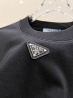 Camiseta Prada de Algodão Interlock com Logo Triangular
