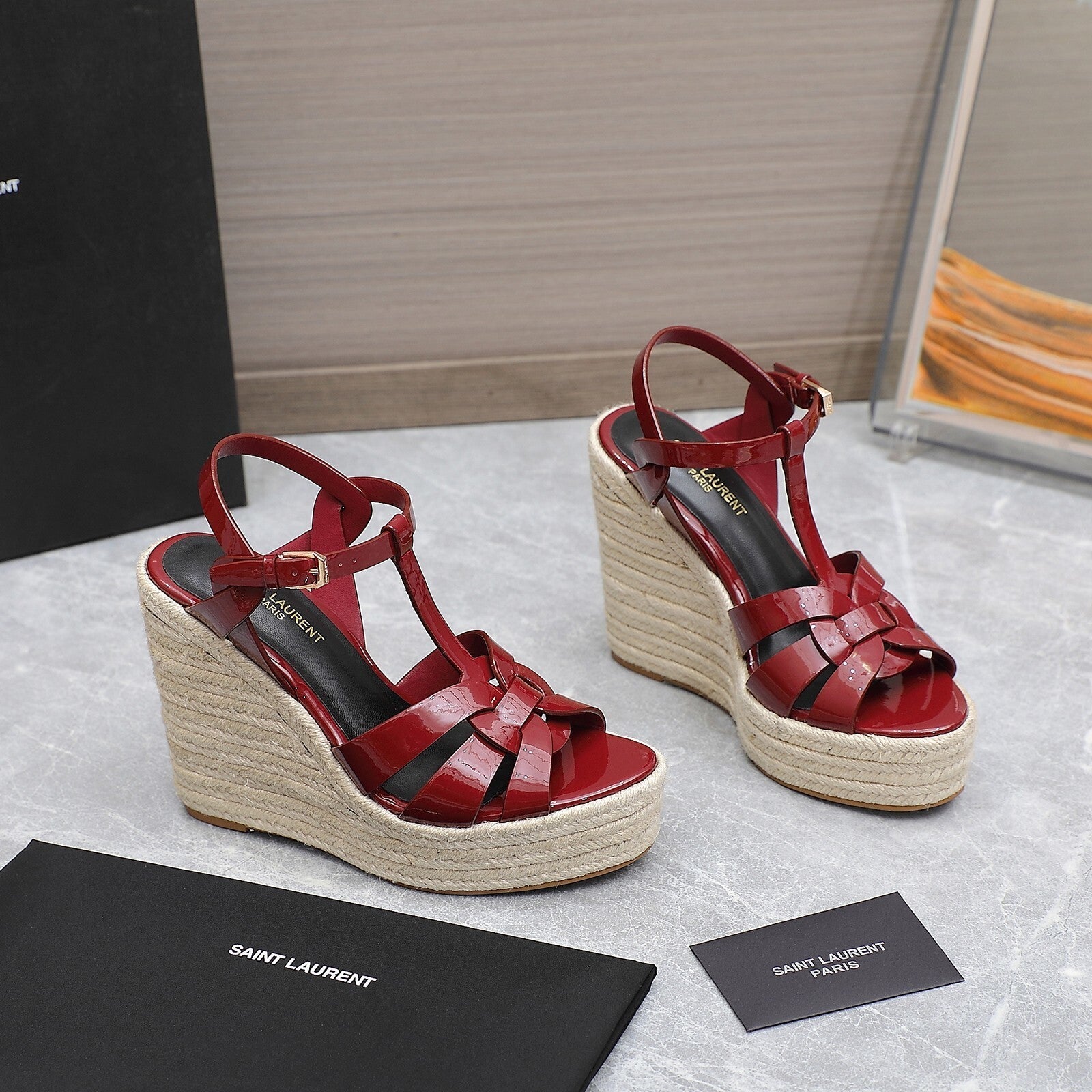 Saint Laurent Espadrille Tribute dark red