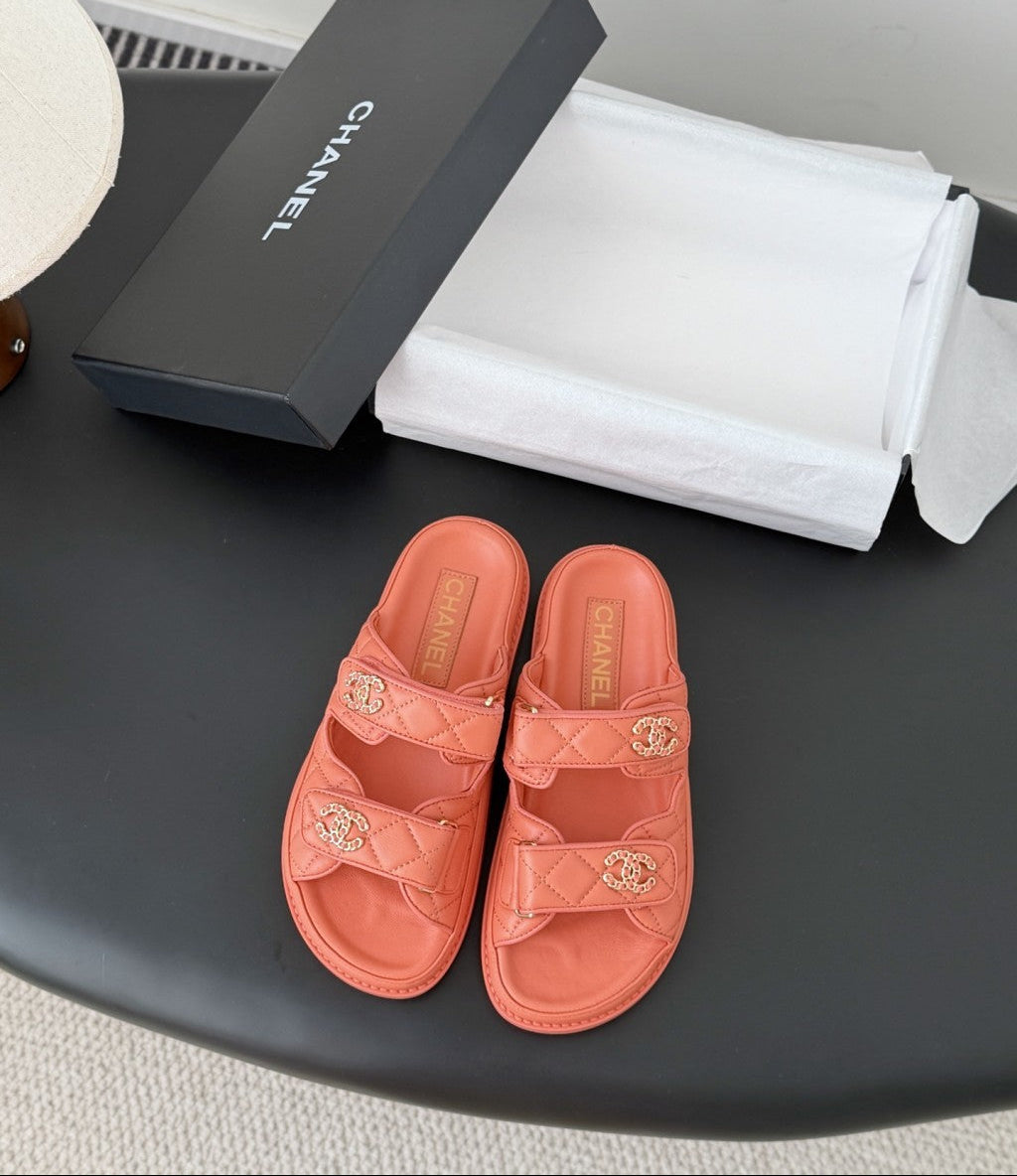 CHANEL Quilted Dad Sandal  Coral.