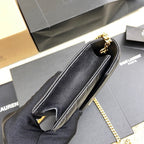 Saint Laurent Shoulder Bag Black Ferragens Douradas