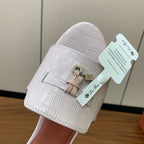 Loro Piana Summer Charms Suede Slides Croco