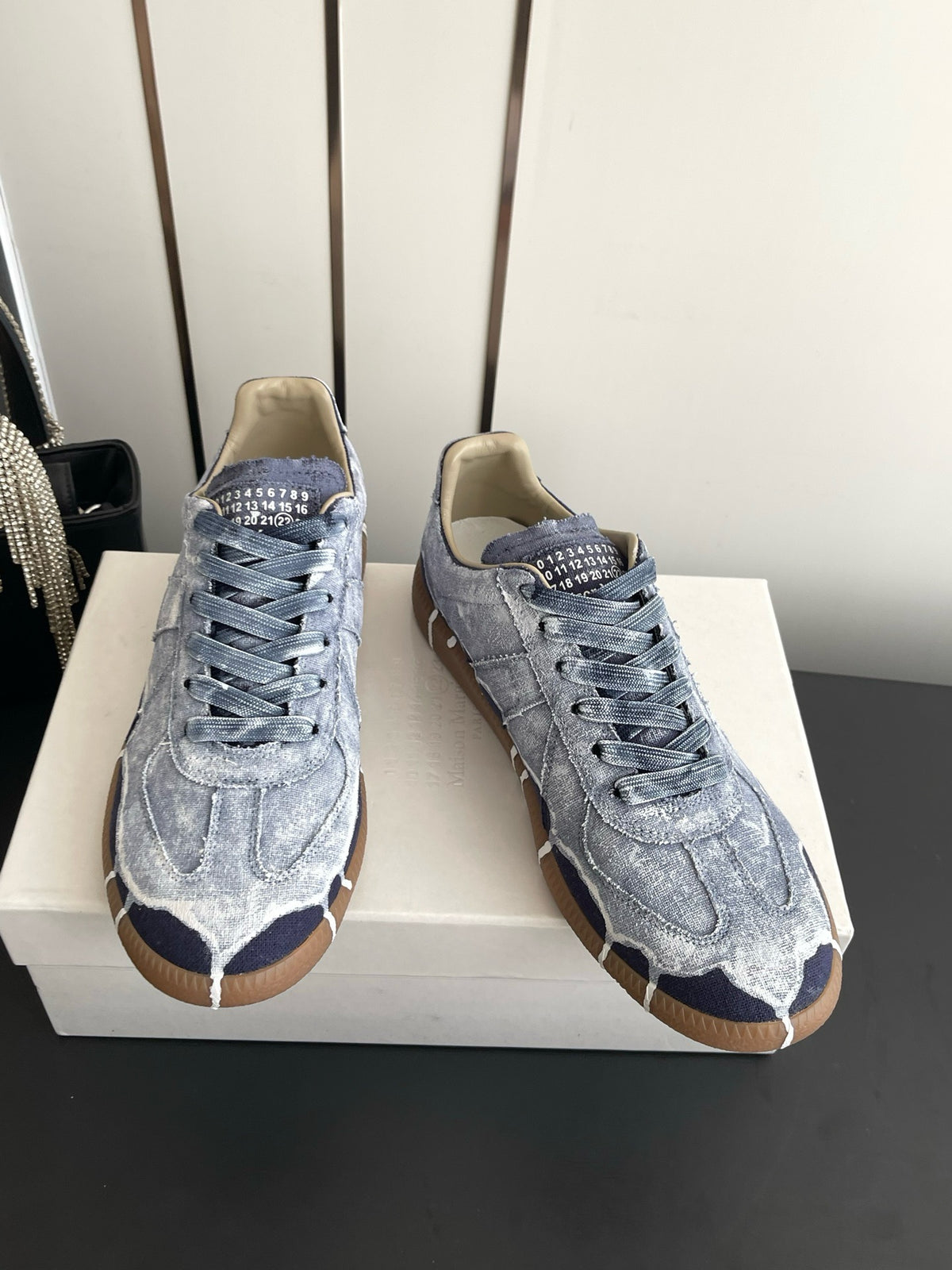 Maison Margiela Replica Low "Hand Painted Navy Canvas/Denim