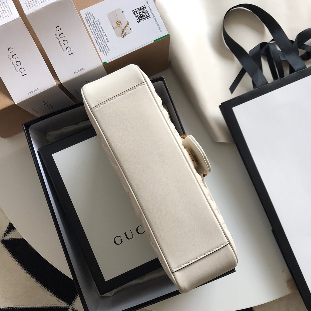 Gucci GG Marmont Small Matelasse Bag White.