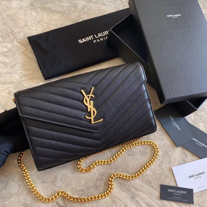 Saint Laurent Shoulder Bag Black Ferragens Douradas – Manfrim Store