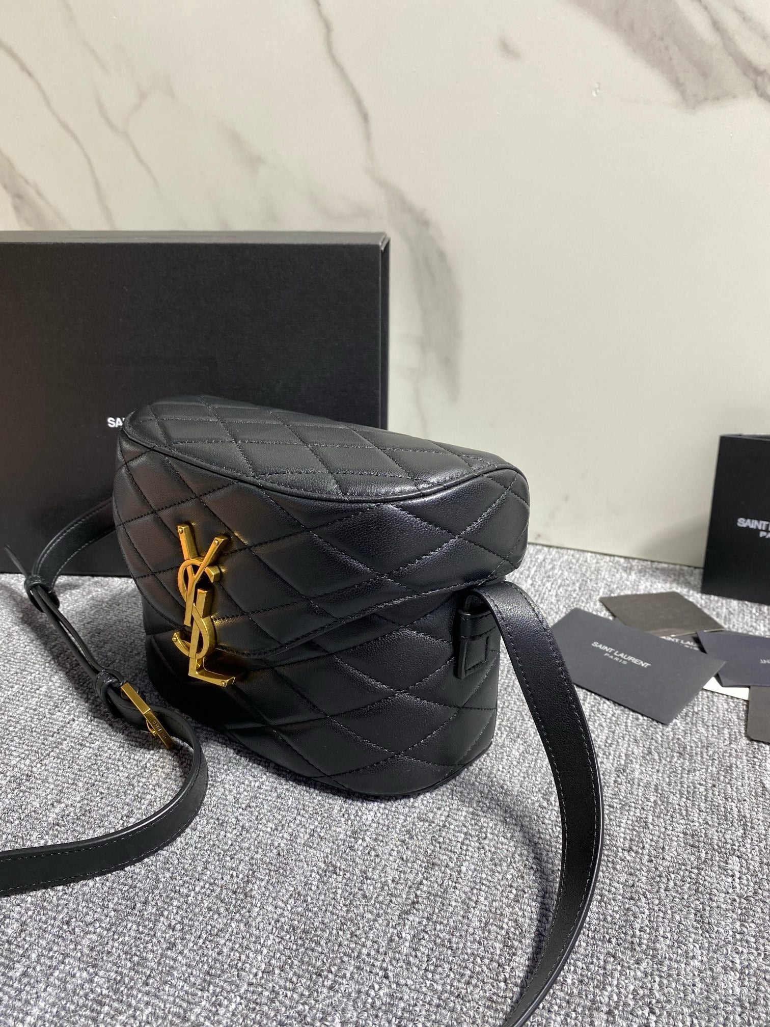 Saint Laurent JUNE Micro Box In Lambskin Black Ferragens Douradas