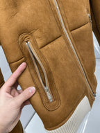 Jaqueta Estilo Bomber Camurça Com Forro Gola Pele (Shearling)