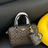 Coach Rowan Satchel Brown / Black Signature Canvas