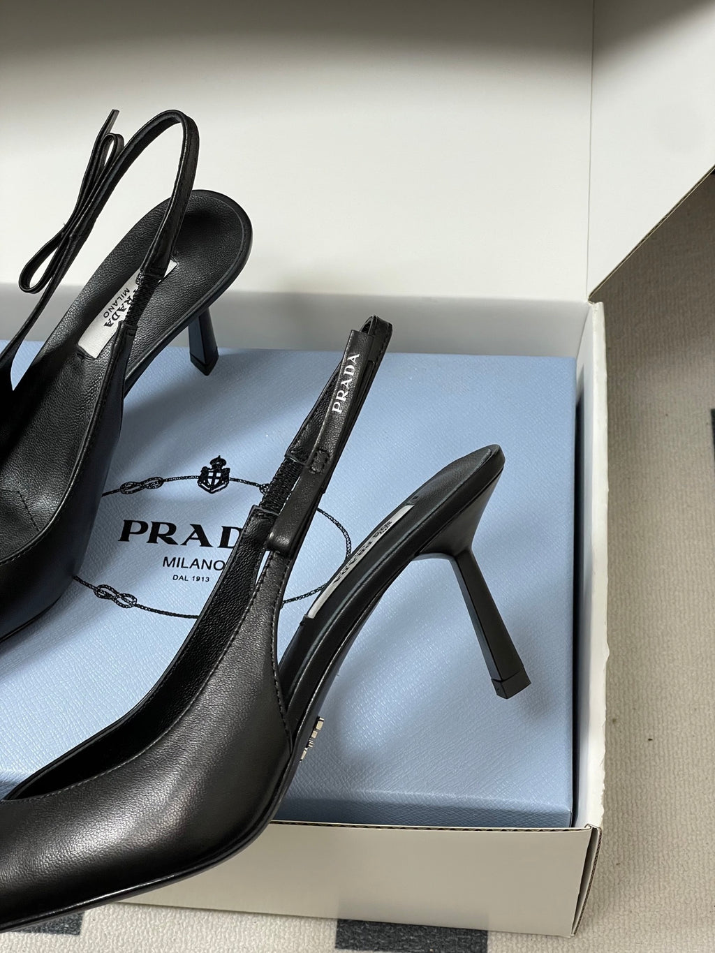 Prada  Slingback Pumps  Black Matte