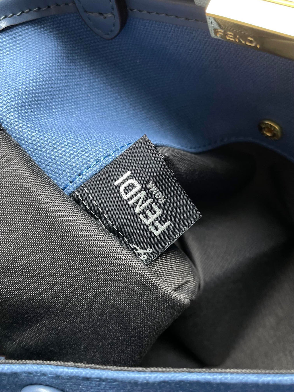 Fendi Peekaboo X-Tote Canvas Bag Azul-Marinho