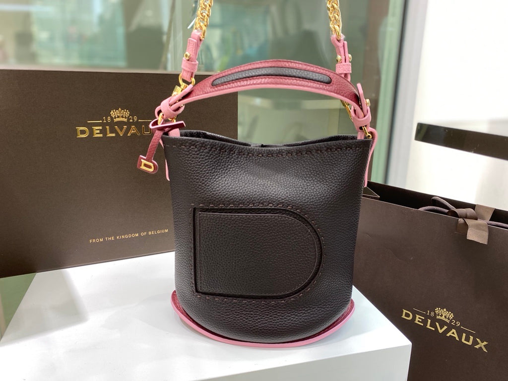 Delvaux Pin Mini Bucket Black / Pink