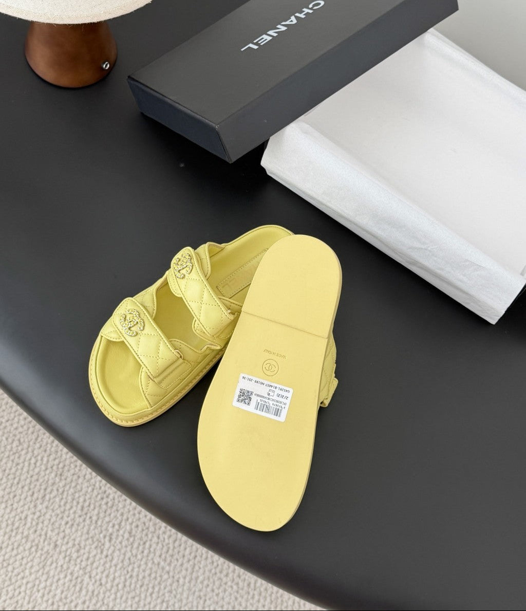 CHANEL Quilted Dad Sandal  Yellow.