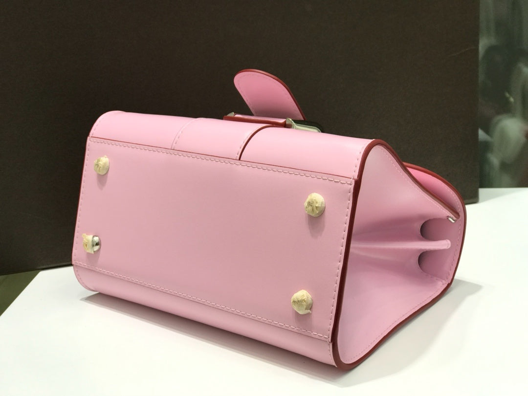 Delvaux Brillant Mini Leather Bag Pink Ferragens Prata