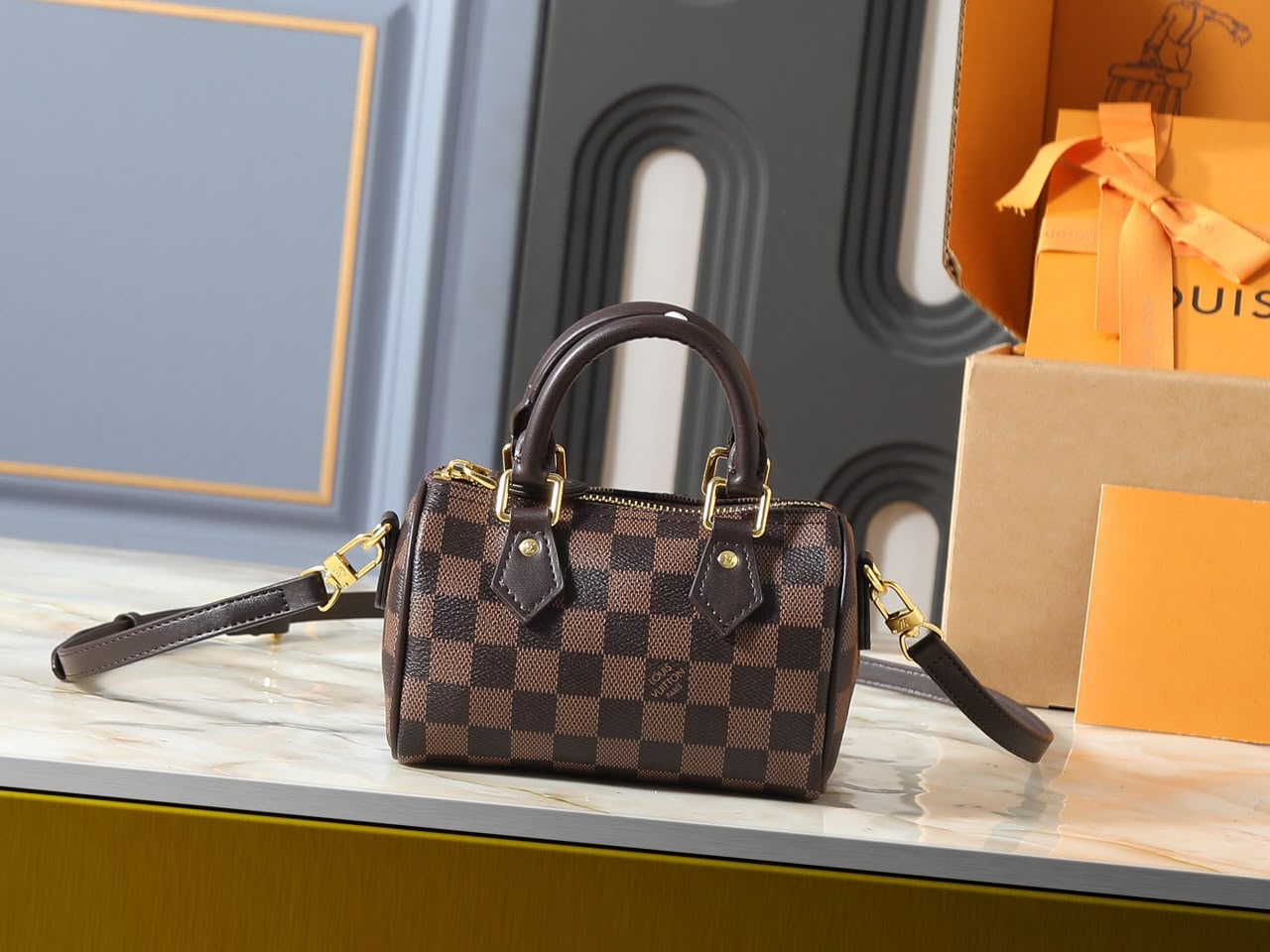 Louis Vuitton Nano Speedy Canvas Damier Ébène