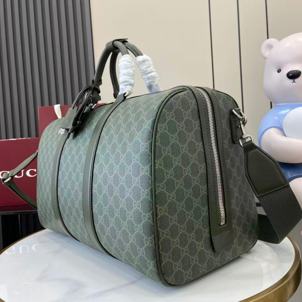 Gucci GG Monogram Medium Duffle Bag Dark Green