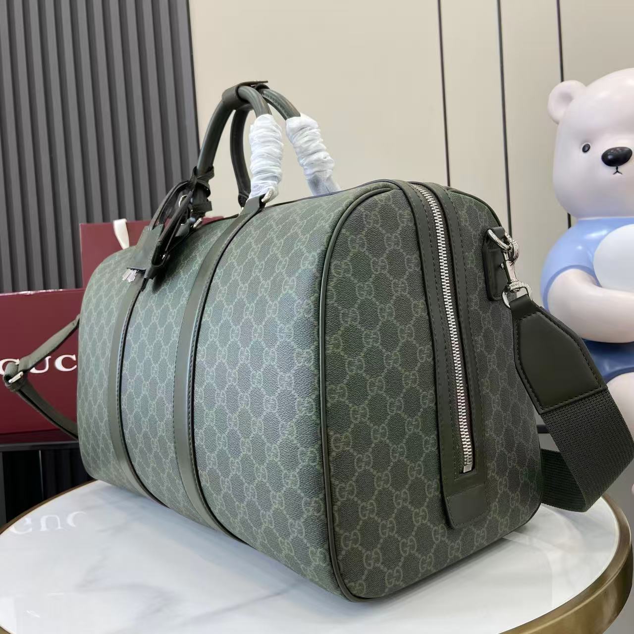 Gucci GG Monogram Medium Duffle Bag Dark Green