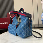 Gucci Giglio Large Tote Bag Blue Denim