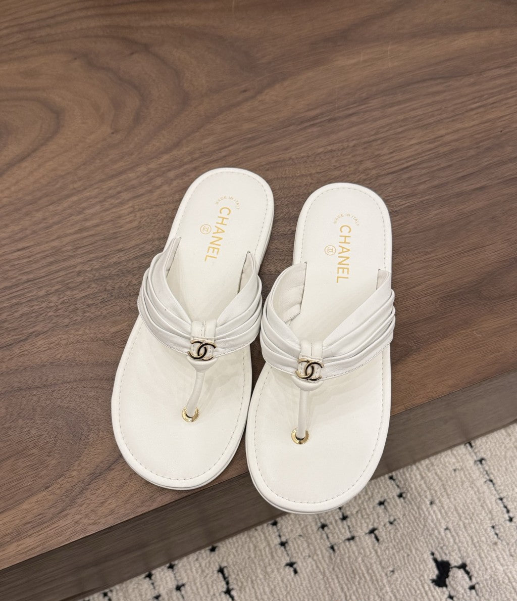 Chanel Thong Sandals White.