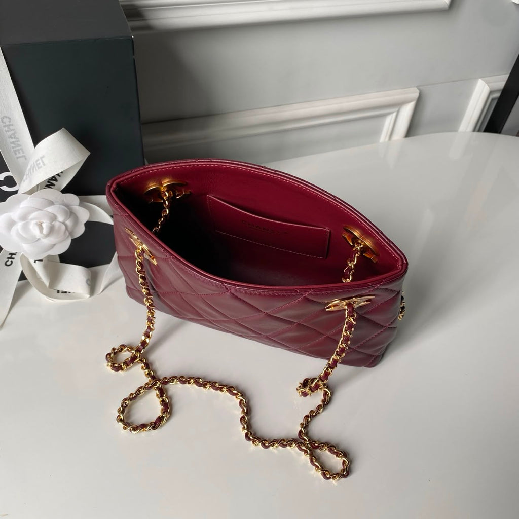 Chanel Mini Shopping Bag Dark Burgundy