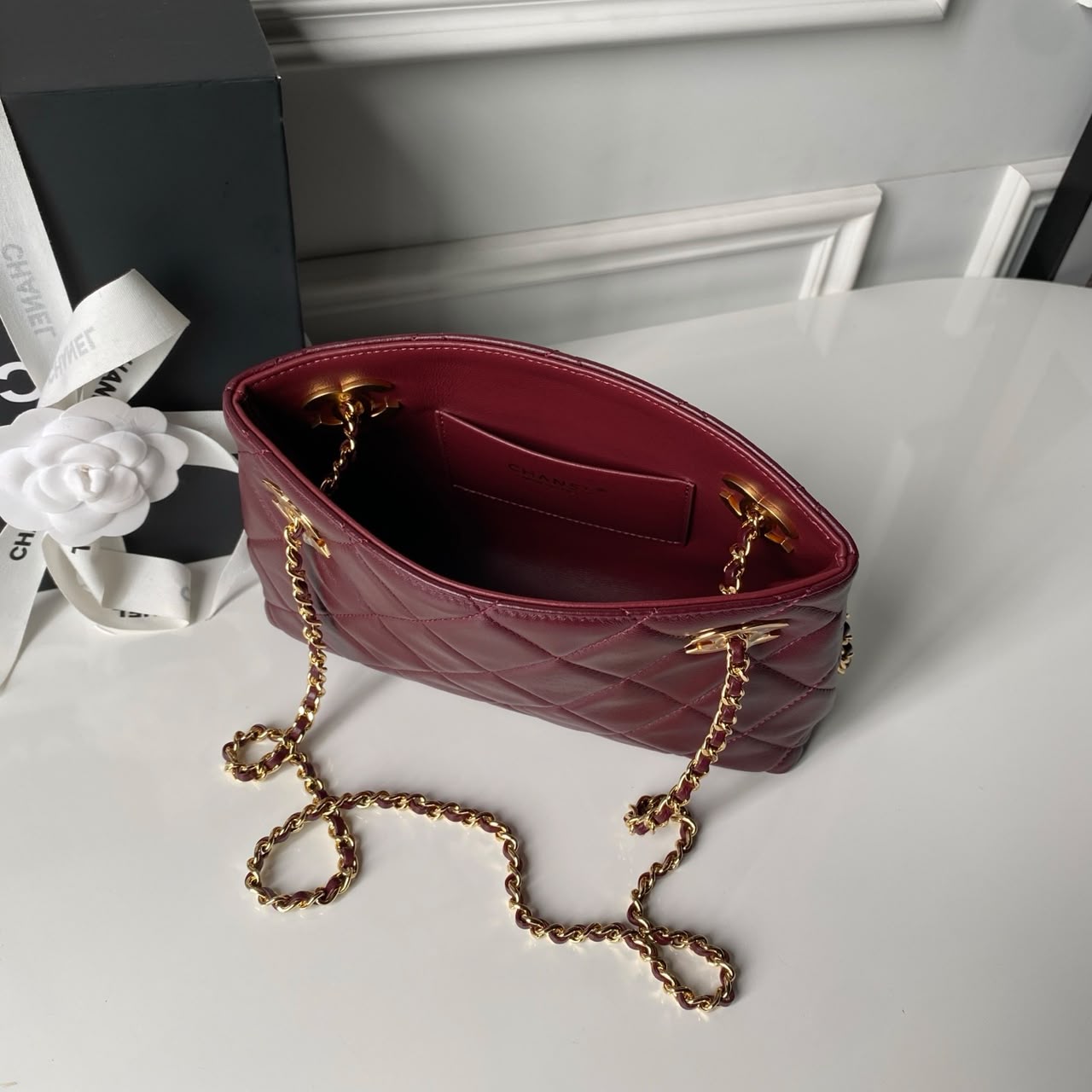 Chanel Mini Shopping Bag Dark Burgundy