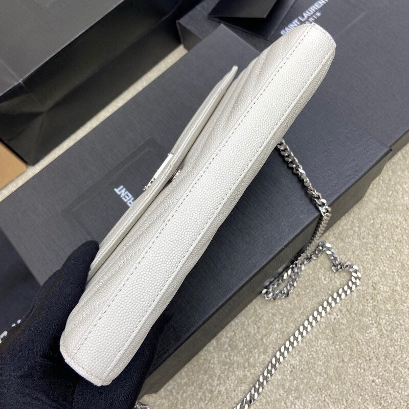 Saint Laurent Shoulder Bag White Ferragens Prata