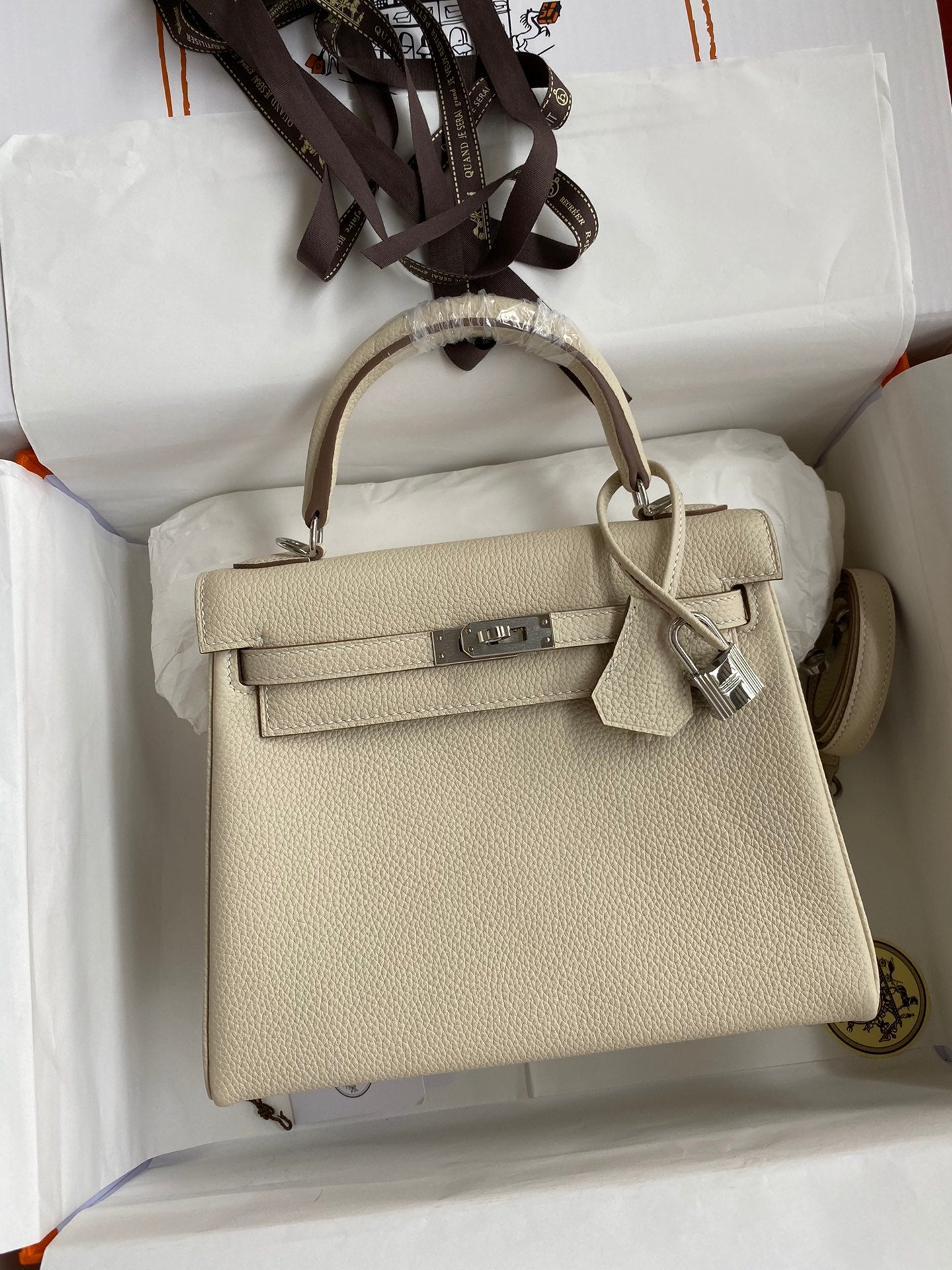 Bolsa Hermes Kelly Off White 25cm