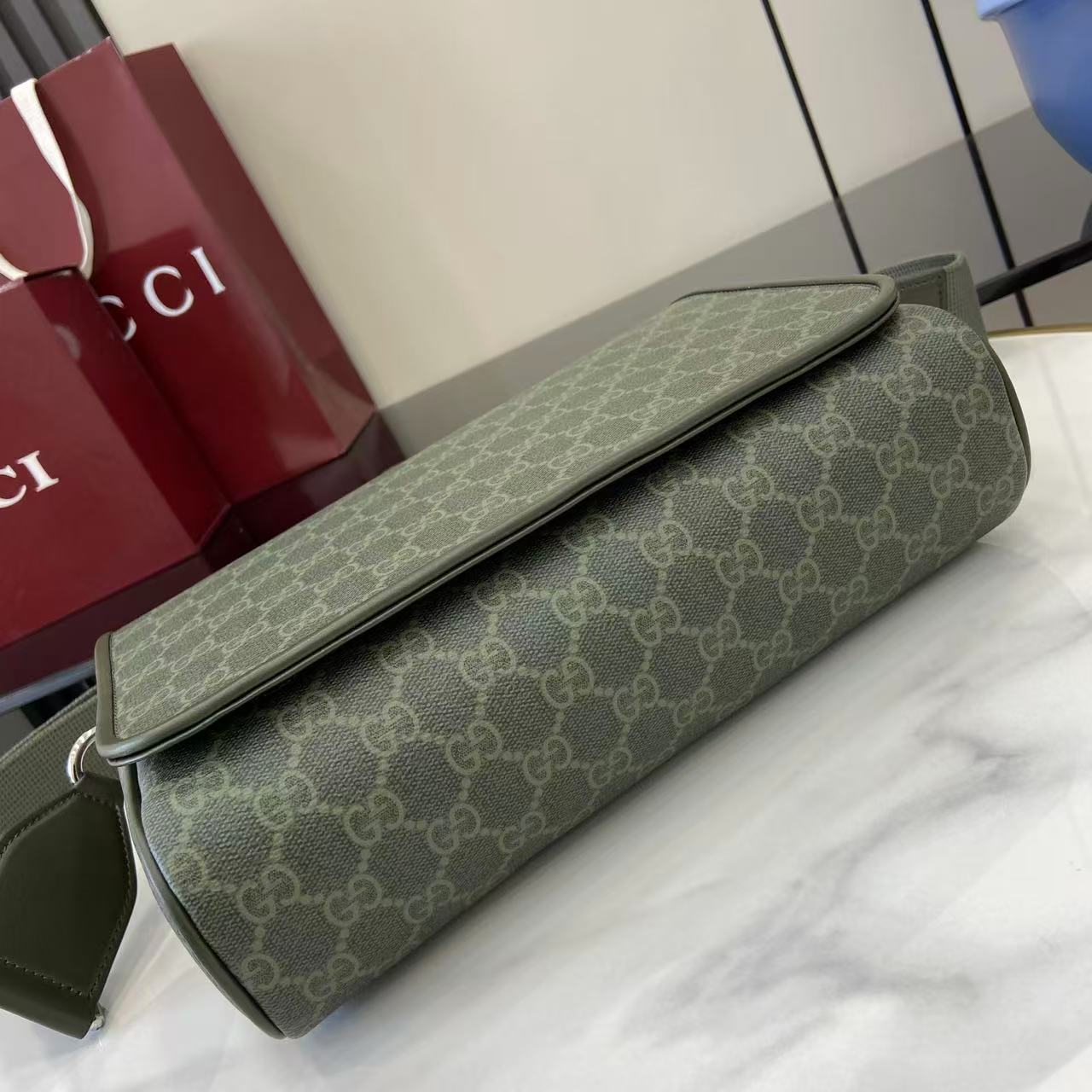 Gucci GG Monogram Messenger Bag Green