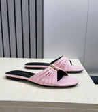 Saint Laurent Flat Slide Sandals Pink Gold