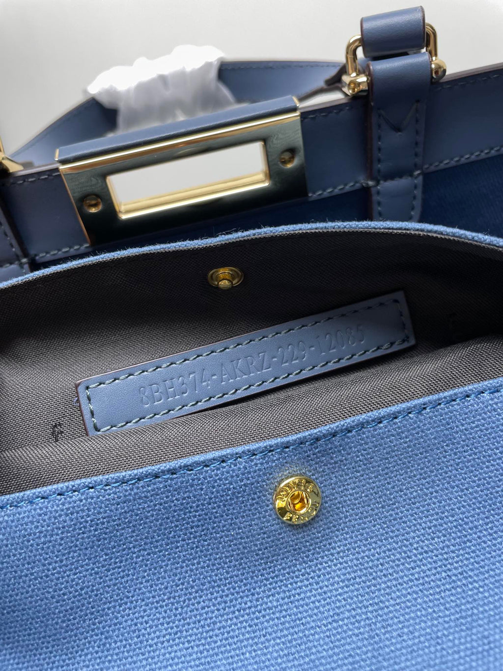 Fendi Peekaboo X-Tote Canvas Bag Azul-Marinho