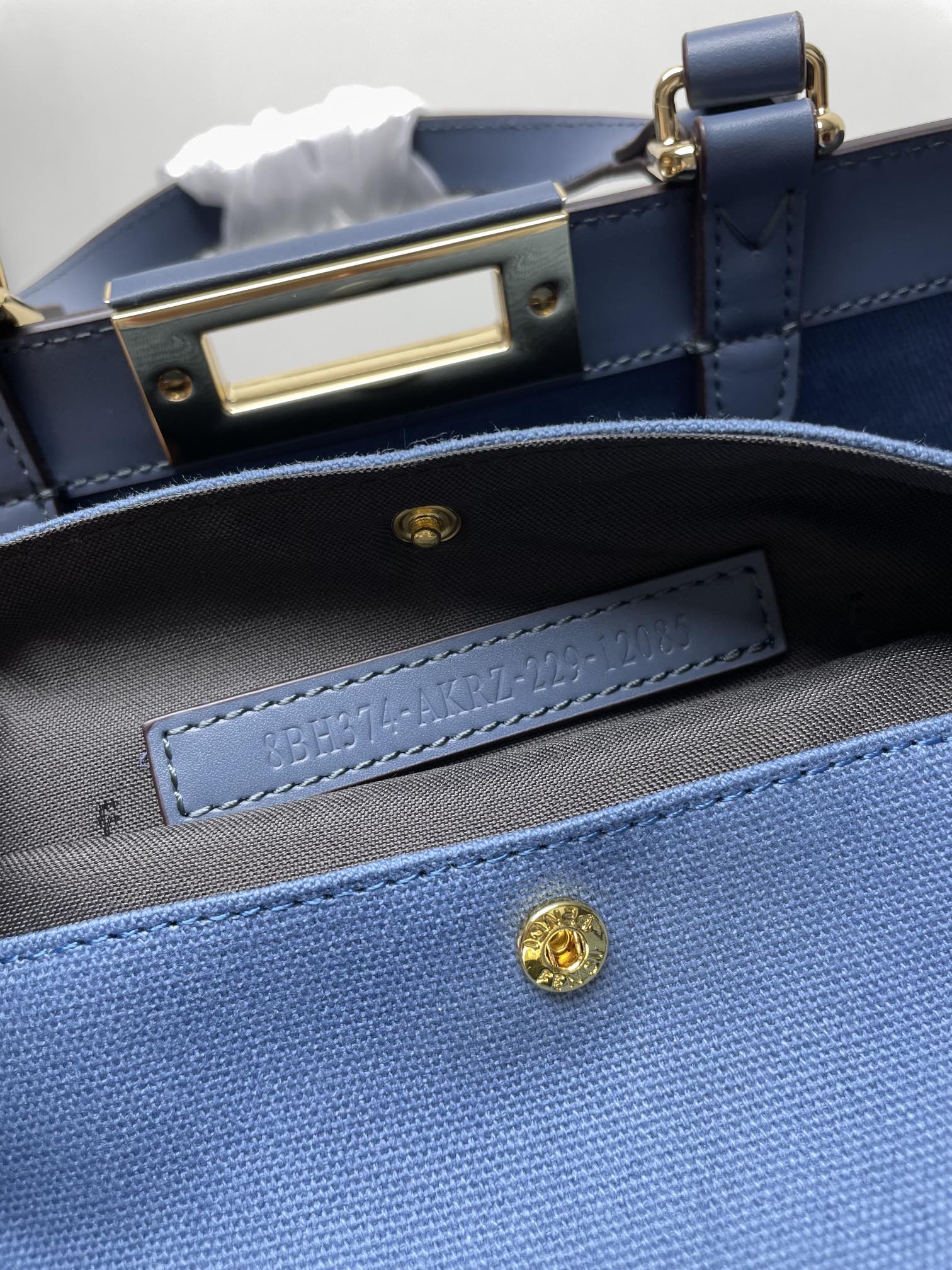 Fendi Peekaboo X-Tote Canvas Bag Azul-Marinho