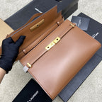 Saint Laurent Manhattan Small Shoulder Bag Brown Ferragens Douradas