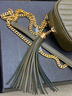 Saint Laurent Lou Camera Bag Olive Green Ferragens Douradas
