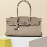 Shoulder Birkin Style Leather Taupe .