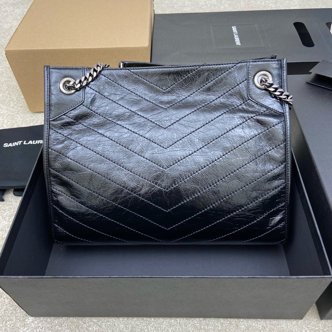 Saint Laurent Niki Shopping Bag Black Ferragens Prata