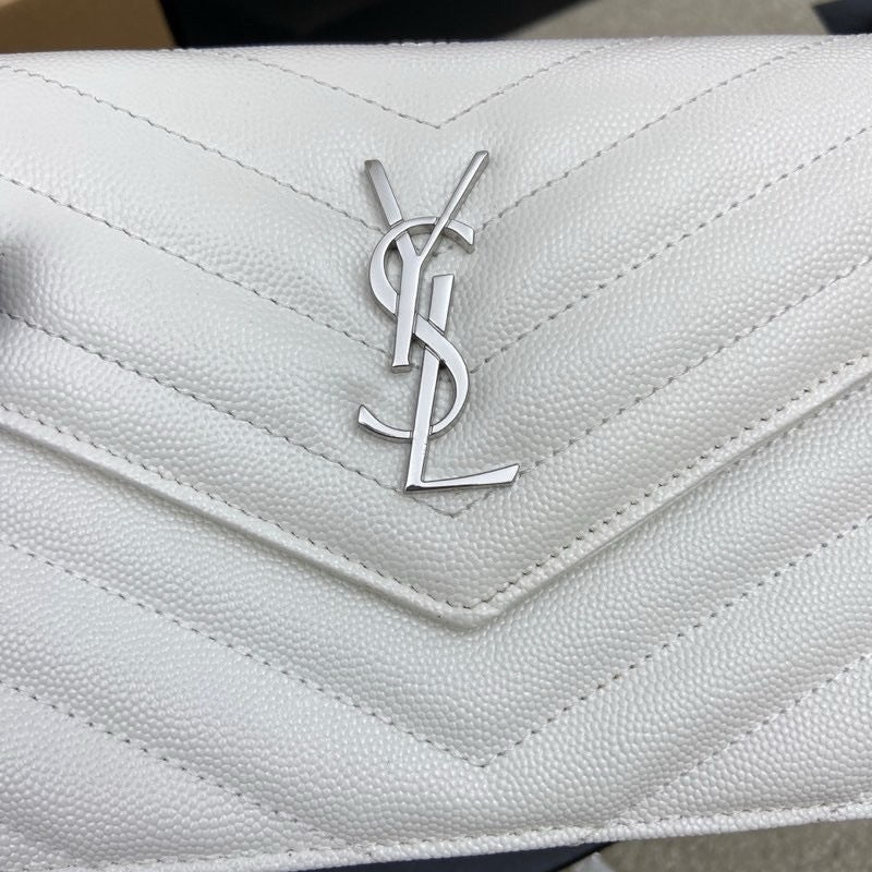 Saint Laurent Shoulder Bag White Ferragens Prata