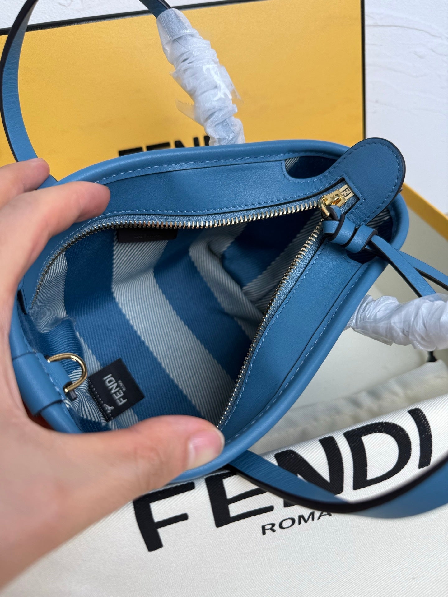 Fendi Roll Tote Mini FF Blue