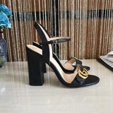 Gucci GG 105mm Heeled Sandal Black Leather ( PRONTA ENTREGA )